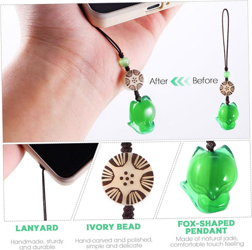 Cartoon Fox Phone Charm Key Chain Cell Phone Strap, Green Pendant for Car, Purse, and Hanging Decor