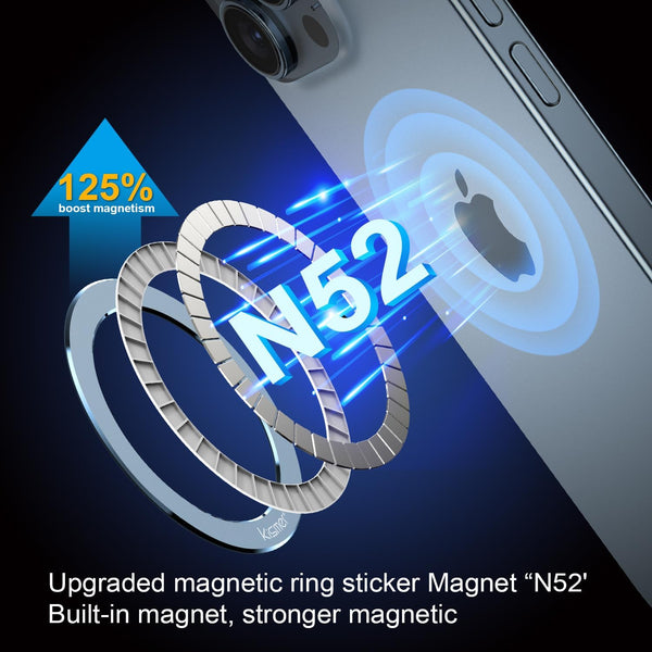 Magnetic Ring Sticker for MagSafe Phone Magnet, 2 Pack, Upgrade Built-in Magnet for Wireless Charging, Light Blue