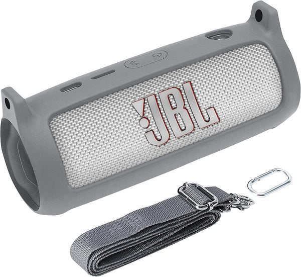 co2CREA Soft Silicone Case for JBL Flip 6 Portable Bluetooth Speaker, Grey