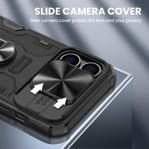 VEGO iPhone 14 Pro Max Case - Heavy Duty Drop Protection, Anti-Peep Screen Protector, Slide Camera Cover, Magnetic