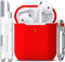 R-fun Compatible with AirPods Case Cover, Soft Silicone Protective Cover with Keychain, Red