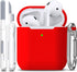 R-fun Compatible with AirPods Case Cover, Soft Silicone Protective Cover with Keychain, Red