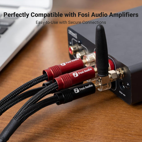 14AWG 5.9Ft, 1 Pack 4 (1.8m/70.87in) Fosi Audio Braided Speaker Wire Pair Cable with Gold Plated Banana Plugs, Black
