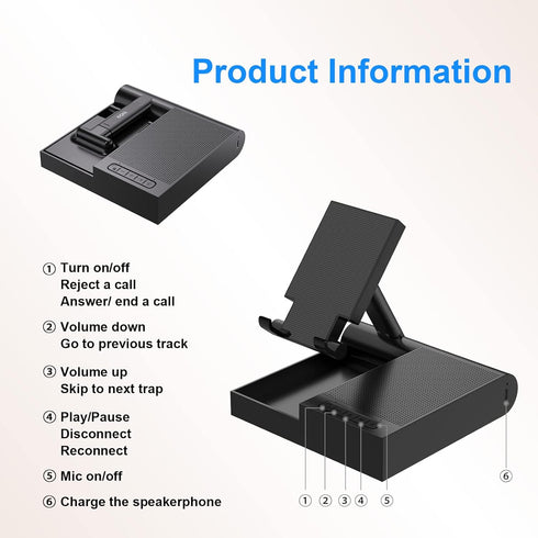 DOSS Cell Phone Stand with Wireless Bluetooth Speaker, 15W Wireless Charger, 4-in-1 Function, Adjustable Phone Holder