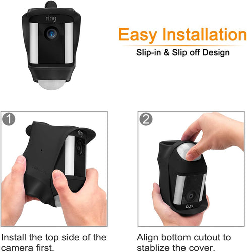 Fintie Black Silicone Case for Ring Spotlight Cam, Soft Weather Resistant Protective Skin Cover for Battery HD Security
