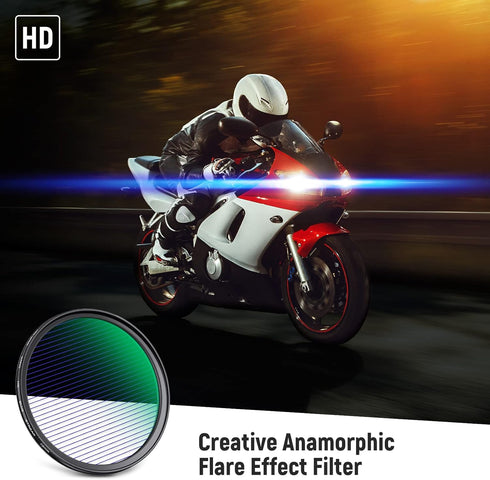 NEEWER 72mm Blue Streak Filter, HD Optical Glass, 360° Rotatable Anamorphic Flare Lens Filter