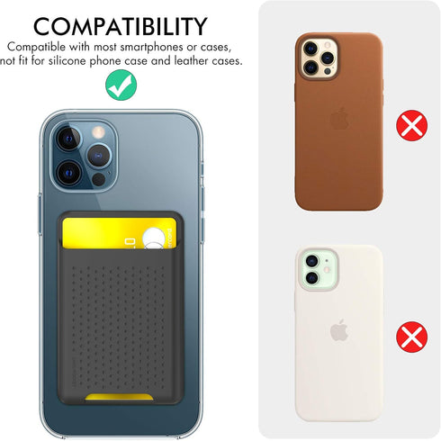 AHASTYLE Phone Credit Card Holder, Slim Stick-On Wallet with Strong Adhesive for iPhone/Android/Samsung