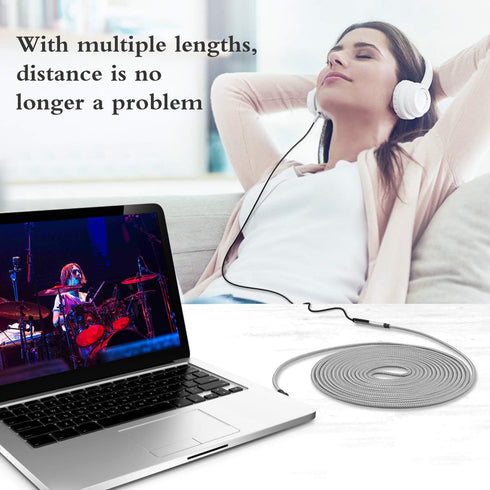 Headphone Extension Cable 25 ft, 3.5mm Male to Female Stereo Audio Extension, Double Shielded Braided Cord