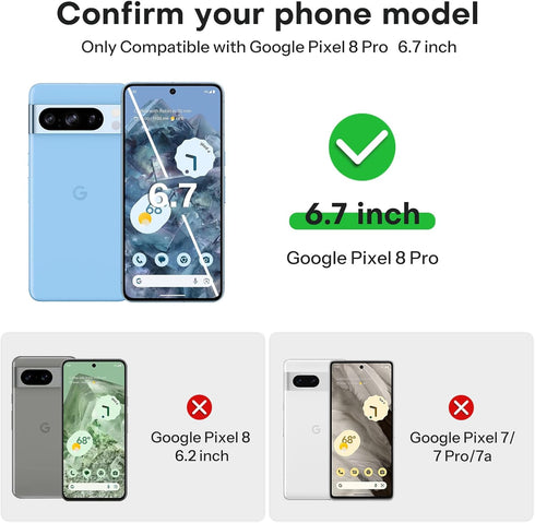 OMOTON 3+3 Pack for Pixel 8 Pro Screen Protector, 3 Pack for Google Pixel 8 Pro Tempered Glass, 3 Pack Camera Lens Protector, Fingerprint Compatible/Alignment Frame(6.7 Inch, 2023 Released)