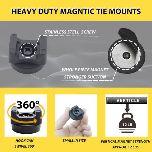 DyaMag 22mm 7.84" (10Magnets, 20 Magnetic Cable Zip Mounts Magnetic Cable Holder Multipurpose Magnet Wire Management