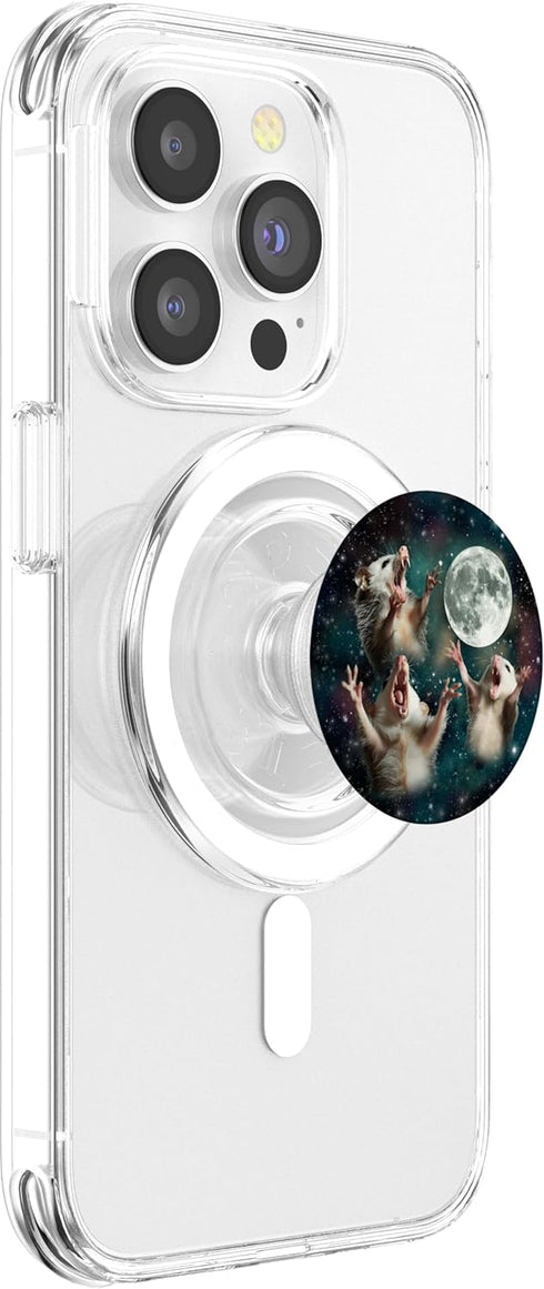 PopSockets PopGrip for MagSafe: Three Possum Moon | 3 Opossum Funny Weird Cursed Meme
