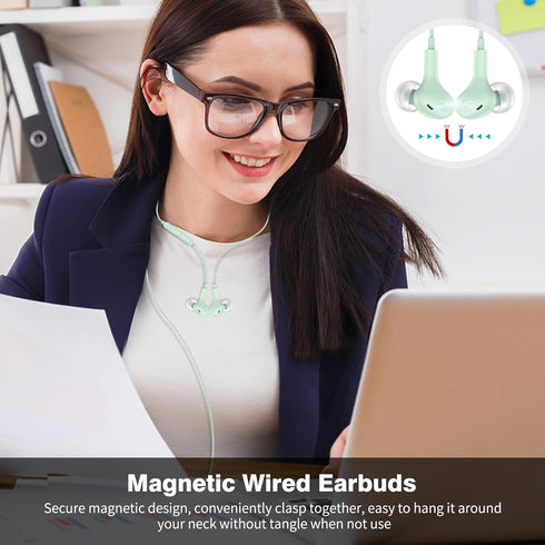 USB C Headphones Magnetic Wired Earbuds Noise Canceling in-Ear USB Type C Earphones with Microphone Volume Control