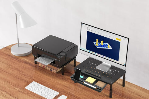 Zimilar 2 Pack Monitor Stand Riser with Drawer - 3 Height Adjustable Metal Stand for Computer, Laptop, Printer