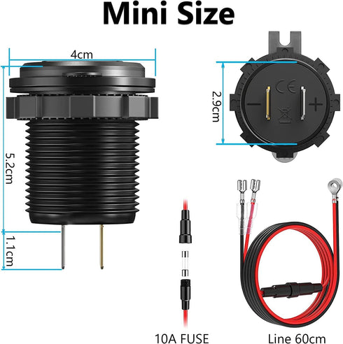 12V USB Outlet 2 Pack, Dual Quick Charge 3.0 Waterproof Aluminum Charger for Marine, RV, Car