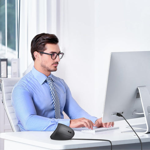 TECKNET Wired Mouse, 6400 DPI Ergonomic Vertical Mouse with 6 Buttons, Compatible with Windows/Chrome/Laptop/Computer