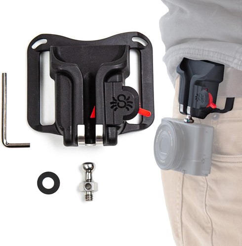 Spider Holster BlackWidow Camera Holster + Pin, Self Locking Holster for Lightweight Camera Carrying from Any Belt
