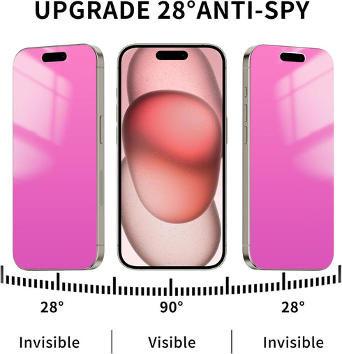 iPhone 14 Pro Max / 15 Plus Privacy Screen Protector - 6.7" Tempered Glass, HD Anti-Spy, Purple Gradient, Full Coverage.