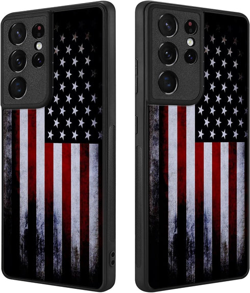 Tnarru Samsung Galaxy S21 Ultra Case - American Flag Pattern, Military-Grade Drop Protection, Anti-Scratch, Shockproof