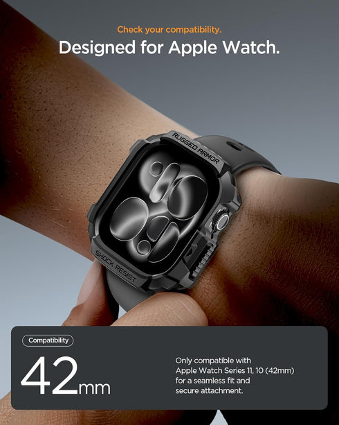 Spigen 11 11/10 42mm for Apple Watch Series Case, Rugged Armor Compatible with Series Durable Protective TPU Flexible