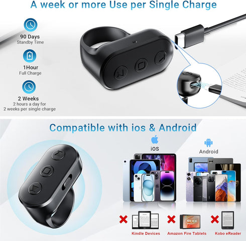 Kefotic Phone Remote with Zoom for iPhone Android Camera Accessories, Phone Front/Rear Camera Flip Wireless Shutter