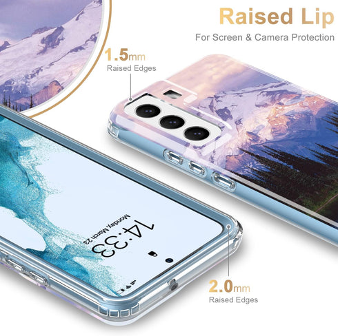 Esdot Snow Mountain Case for Samsung Galaxy S22 Plus, Passing 21ft Drop Test, Fashionable Designs for Women Girls
