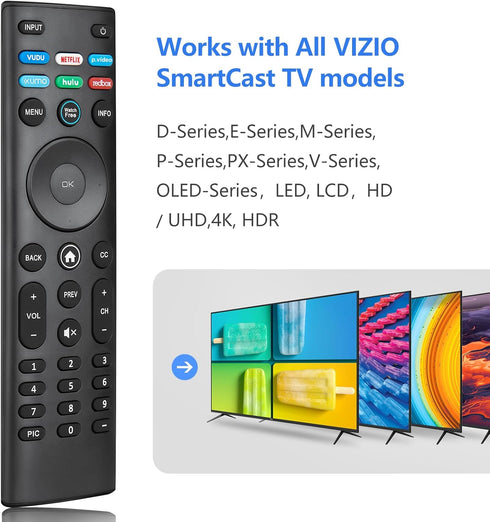 Universal Remote Replacement for VIZIO Smart TV - XRT140 Control for All LED LCD HD 4K UHD HDR TVs