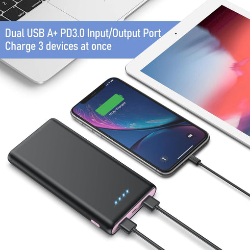 Ekrist 25,800mAh,5V/3A IC,3 Pack 17 16 15,Samsung,Android-Pink Portable Charger Power Bank USB C in&Out Fast Phone