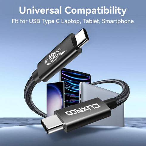 USB 4 Cable Replacement for Thunderbolt 4/3, 6.6ft, Supports 8K HD Display, 40 Gbps Data Transfer, Type-C