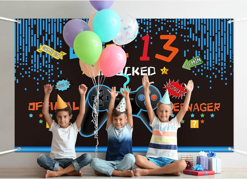Video Game Birthday Decorations for Boys, Gaming Theme Photo Props Backdrop Banner for Teenagers