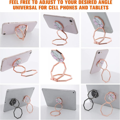 Cell Phone Ring Holder Finger Kickstand, 360° Rotation Metal Back Grip, Adjustable Phone Holder for Most Smartphones