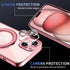iPhone 15 Magnetic Case with Invisible Stand, Full Camera Lens Protector, Shockproof, Slim, Pink, Military Drop