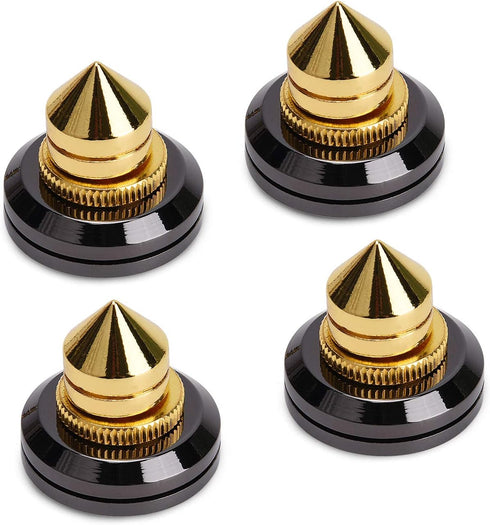 Facmogu 4PCS Golden Speaker Isolation Spikes with Pads - Speaker Spike Pad Kit for Subwoofer, Audio Amplifier