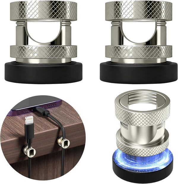 Maveek Metal Magnetic Cord Holder, Magnet Cable Clips Stainless Steel Adjustable Cord Organizers