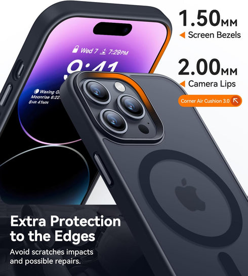 CANSHN Magnetic iPhone 14 Pro Case, Compatible with MagSafe, Translucent Matte, Slim Thin Shockproof Bumper Cover, 6.1