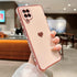 phylla Pink Galaxy A12 6.5” Phone Case, Cute Love Heart Gold Plating Edge Luxury Elegant Shockproof Cover