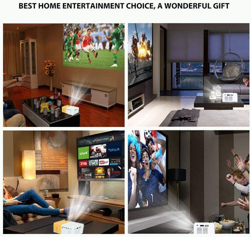 Portable Video Projector, 1080P Full HD Mini Home Theater Projector, 30,000 Hrs LED Lamp Life, Compatible with HDMI/VGA