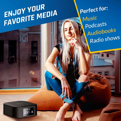 KLIM E1 MP3 Boombox - CD Player Portable Audio System + Extra BASS with Subwoofer + FM Radio, CD Bluetooth AUX USB +
