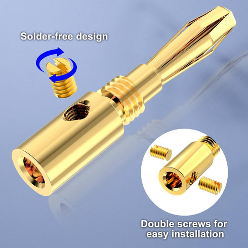VCELINK Banana Plugs for Speaker Wire, 12 Pairs/24 Pcs, 24K Gold Plated Dual-Screw Type Speaker Connector
