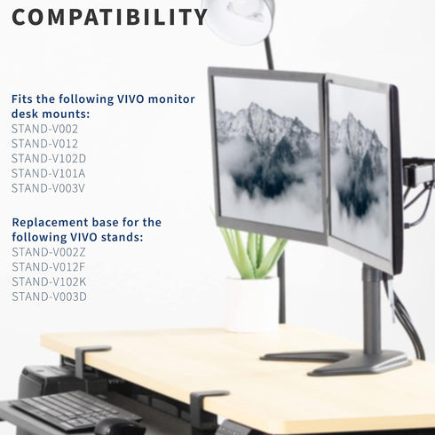 13 11 inch PT-SD-BS02F VIVO Heavy Duty Freestanding Base for Monitor Desk Mount Stand, x Platform, Padded Anti-Skid