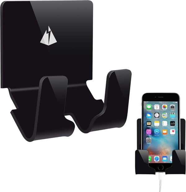 TXEsign Adhesive Wall Phone Holder Mount | Smartphone External Battery Wall Holder (Black)