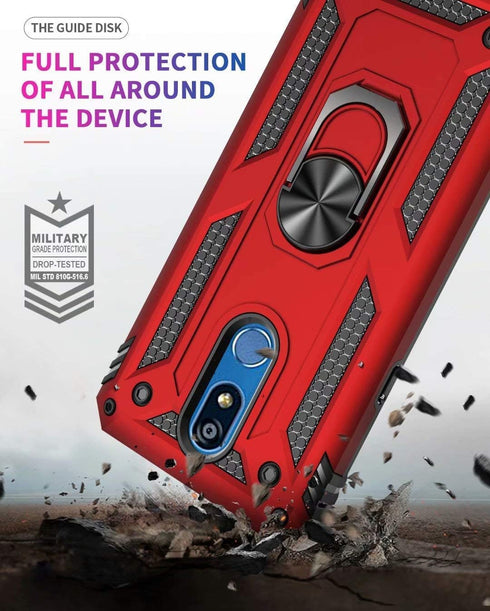 TJS Phone Case for LG K40/K12 Plus/X4/Solo LTE, with Full Coverage Tempered Glass Screen Protector