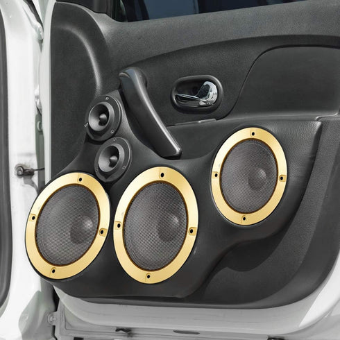 X AUTOHAUX 2pcs 4" Car Metal Audio Speaker Cover, Black Glossy Mesh Subwoofer Grill Horn Guard, Decorative Circle