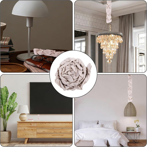 Fukaisu 180x14cm/70.9x5.5in Fabric Cord Cover, Linen Cable Sleeve for Chandelier Chain Lamp Wires TV Cords & Home Cable