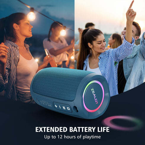 ZEALOT Bluetooth Speaker, Portable Wireless, IP67 Waterproof, 20W Loud Stereo Sound, Dual Pairing, Blue