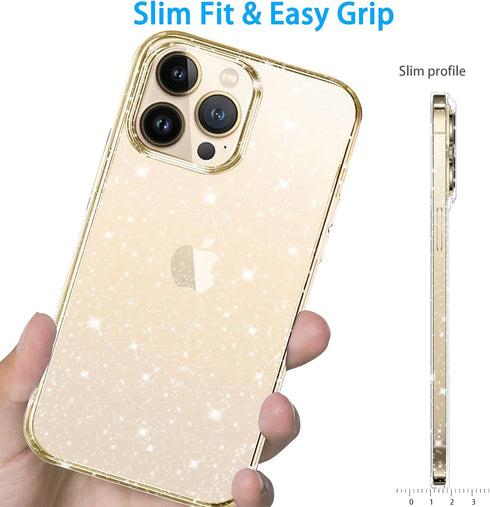 Compatible with iPhone 13 Pro Max Case, Clear Glitter Sparkle Slim Bumper Cover, Soft Shockproof Phone Case (6.7 inch)