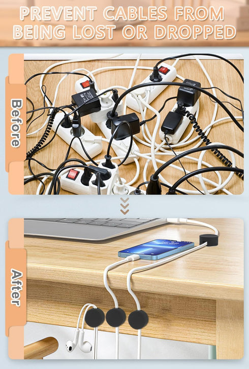 Maveek 5 Pcs Magnetic Cord Holder Cable Management, Strong Cable Clips Magnets Metal Plate, Adhesive Wire Organizers