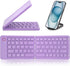 Mini Foldable Bluetooth Keyboard, Portable Wireless Full Size Keyboard for iPhone iPad Mac Android Windows (Purple)