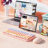 Typewriter Keyboard Wireless, 2.4GHz/Bluetooth/USB-C Rechargeable, Compact 85-Key Retro Round Keycaps, Sweet Pink