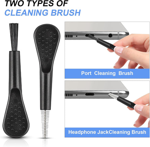 Silicone USB C Dust Plug Cover with Cleaning Kit for iPhone 15 Series, Samsung Galaxy S23/S22/S21/S20, Note 20/10 and