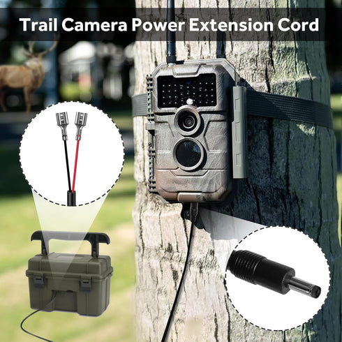 79inch Trail Camera Power Cord, DC External Power Cable, 5.5x2.1mm DC Plug for Portable Power Banks and Cameras